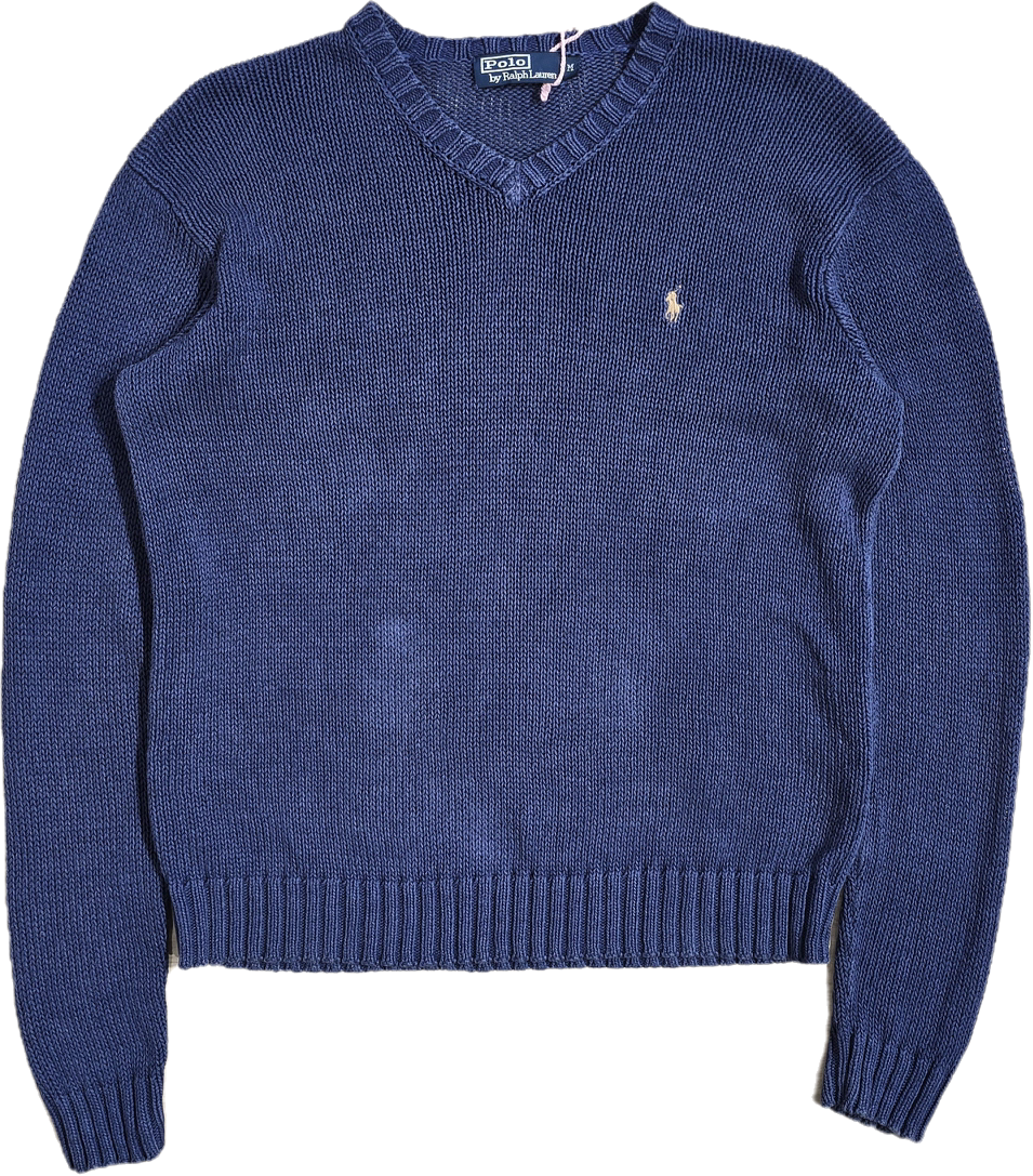 Pull col V en maille marine - M