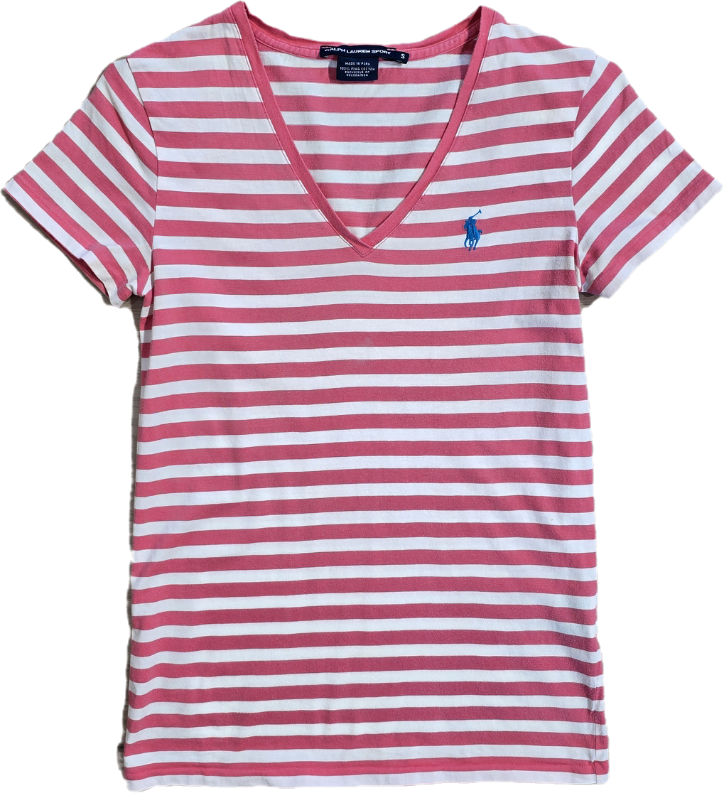 Tee-shirt en coton rose à rayures - S