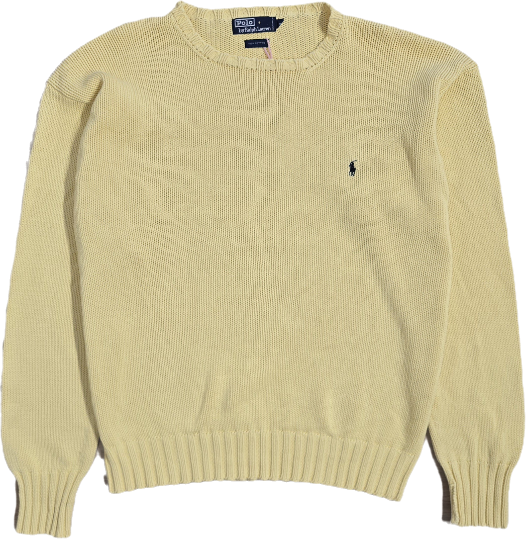 Pull en maille jaune en coton - XL