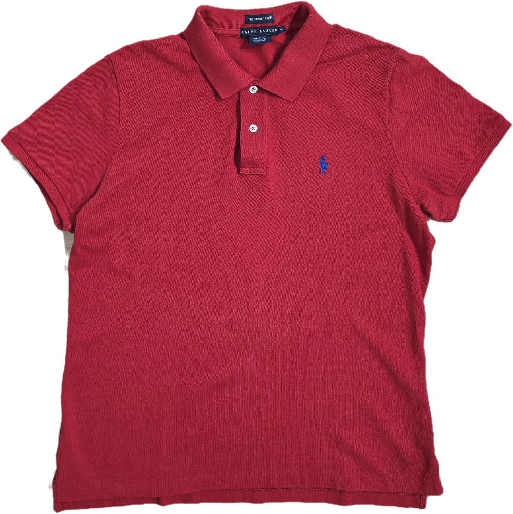 Polo skinny fit en coton rouge - L/XL