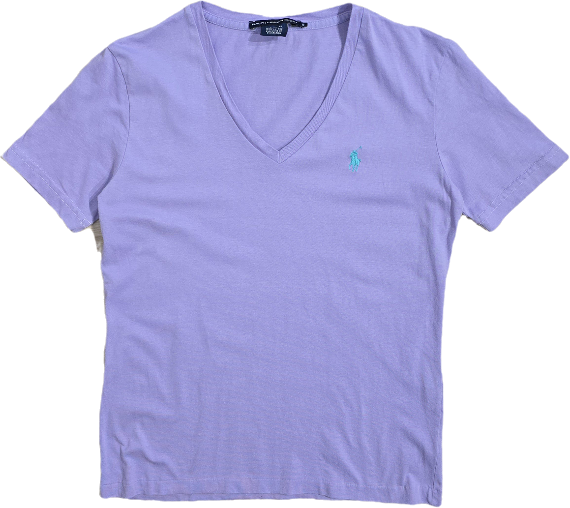 Tee-shirt col V en coton violet - S