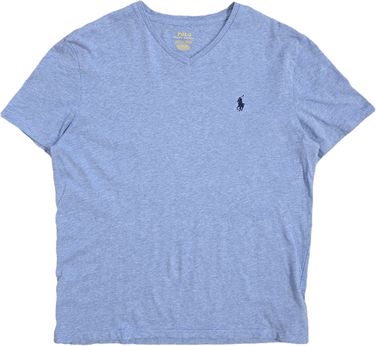Tee-shirt col V en coton bleu - S