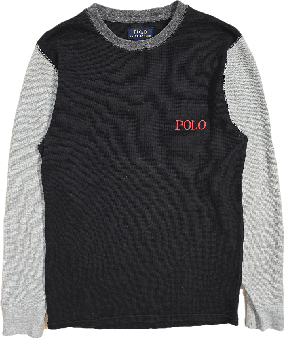 Pull léger en coton noir/gris - M