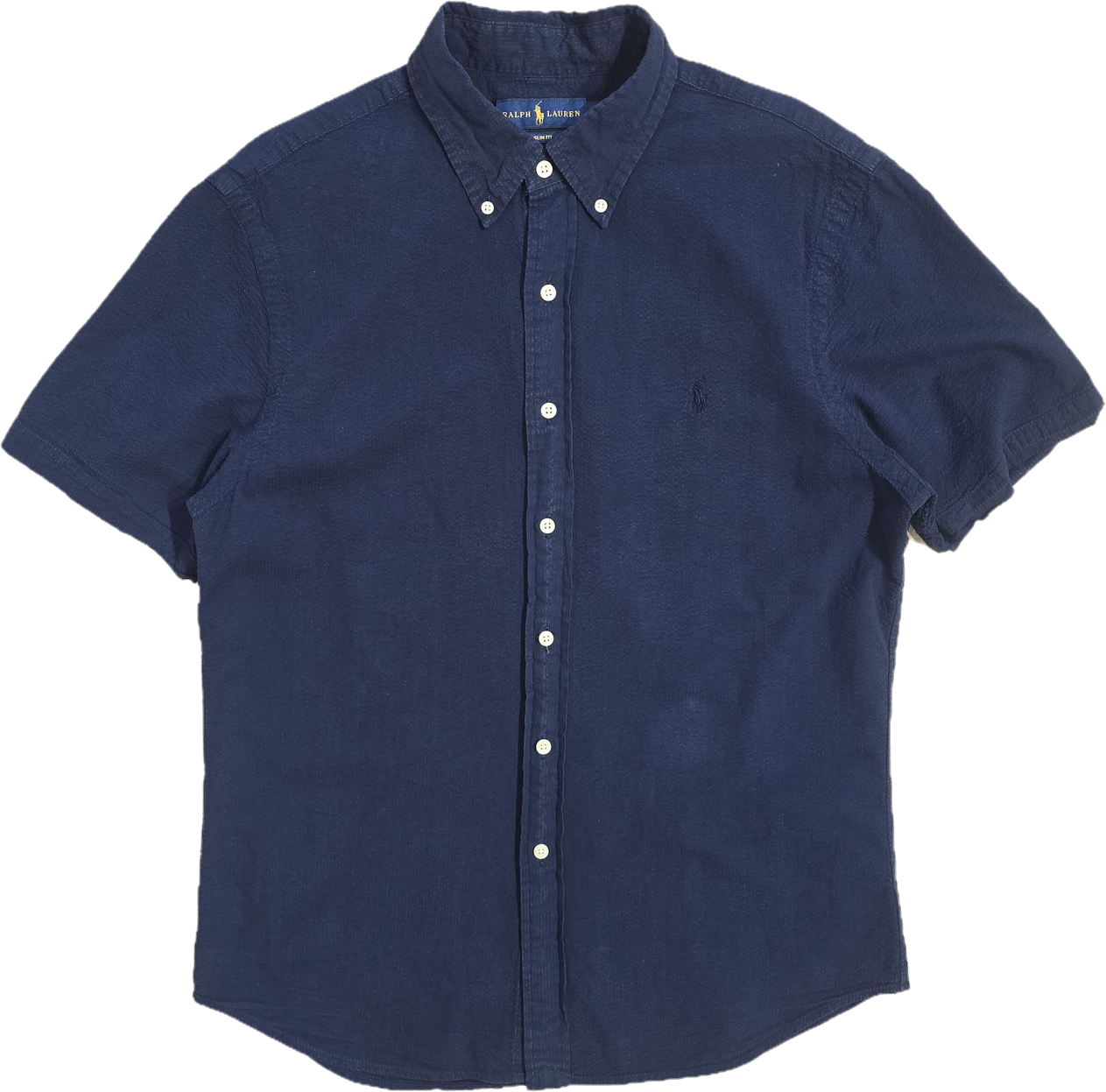 Chemise coupe silm fit en coton marine - L