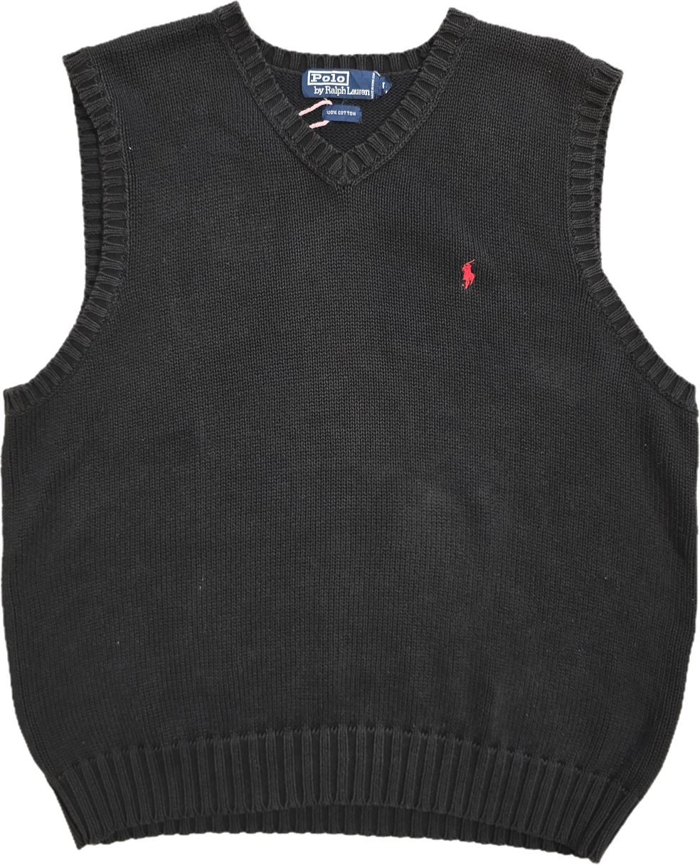Pull sans manches en coton noir - L
