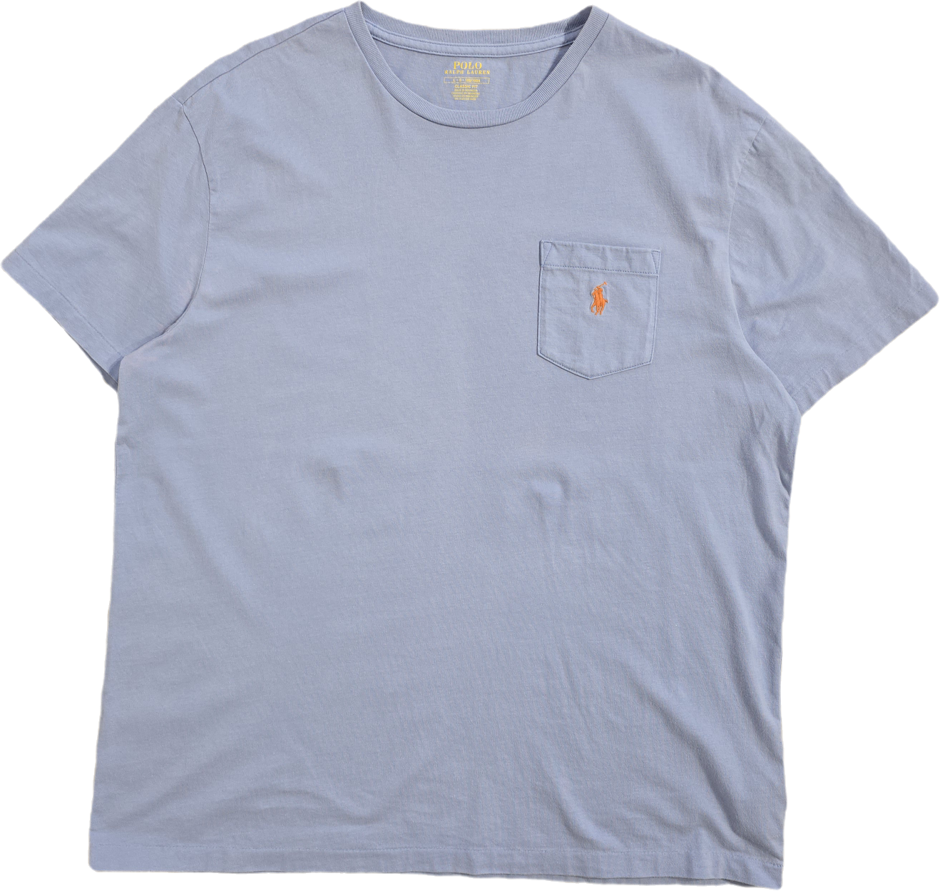 Tee-shirt col rond en coton bleu ciel - L