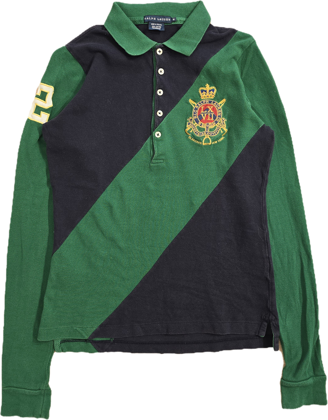 Polo en coton vert et noir - S/M