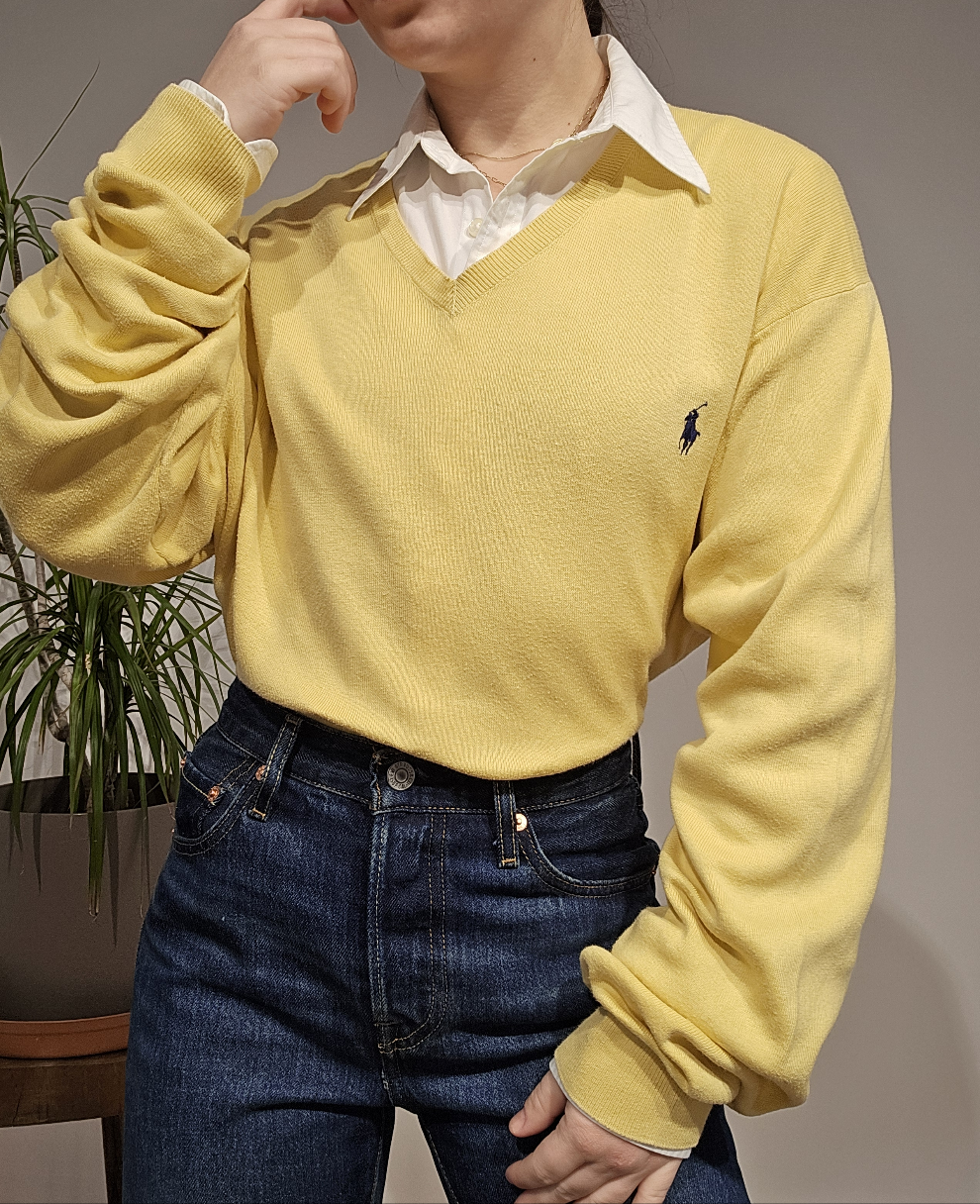 Pull col V jaune - XL