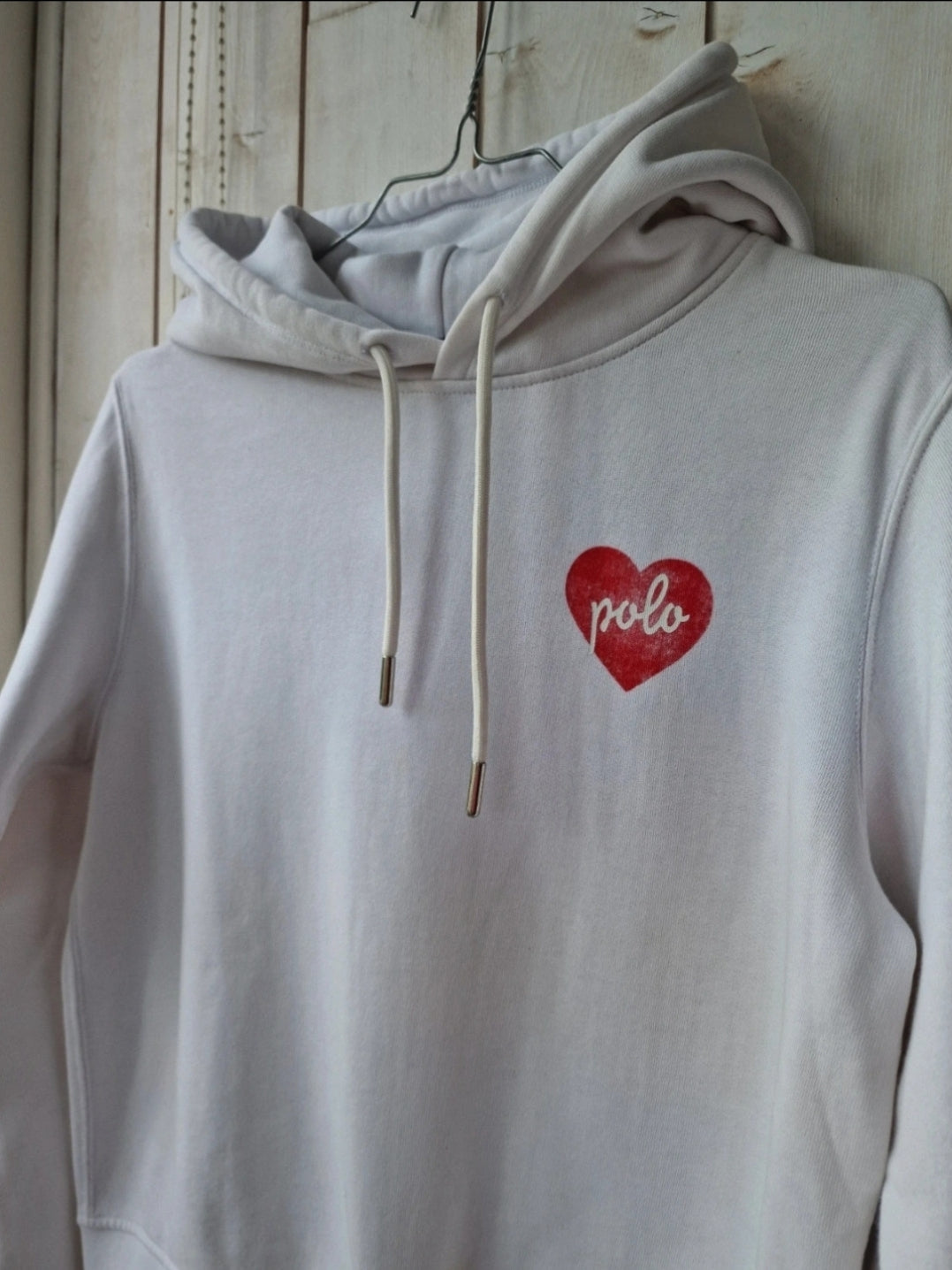 Sweat à capuche blanc coeur - XS/34