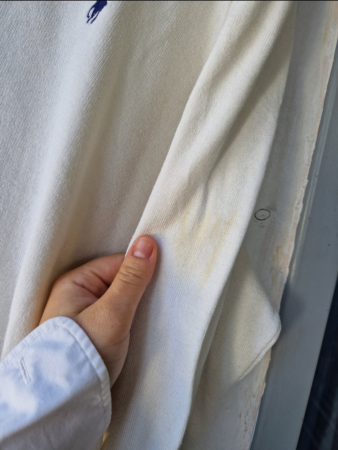 Pull simple col V crème - L/40