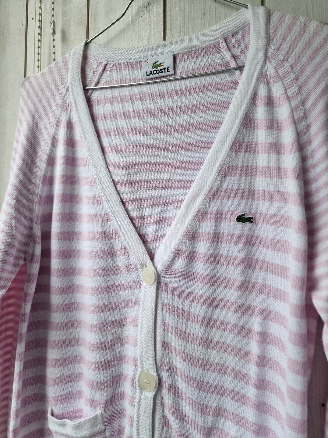 Cardigan à rayures rose/blanc des années 80' - M/38