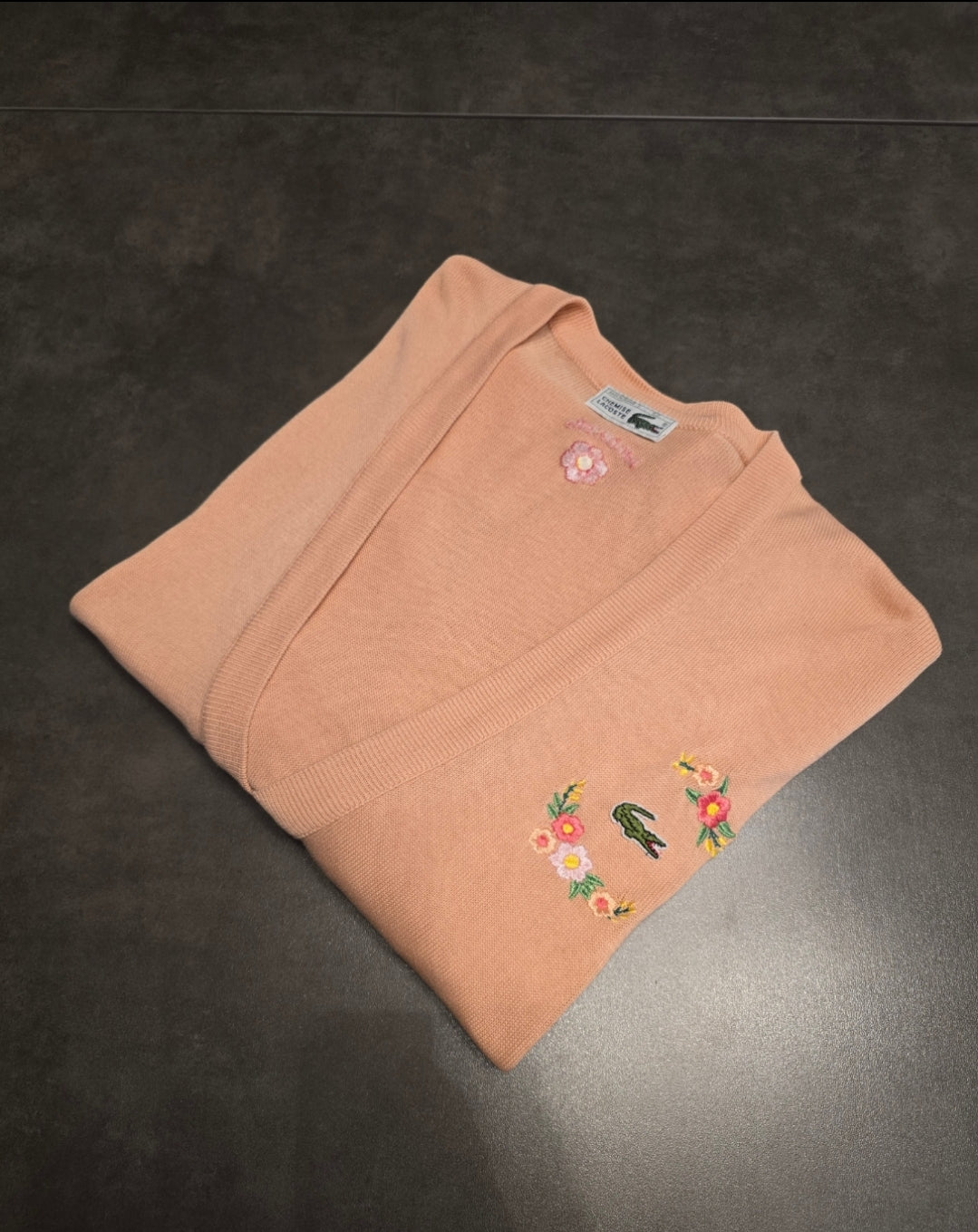 Cardigan beige brodé fleurs des années 80' - L/40