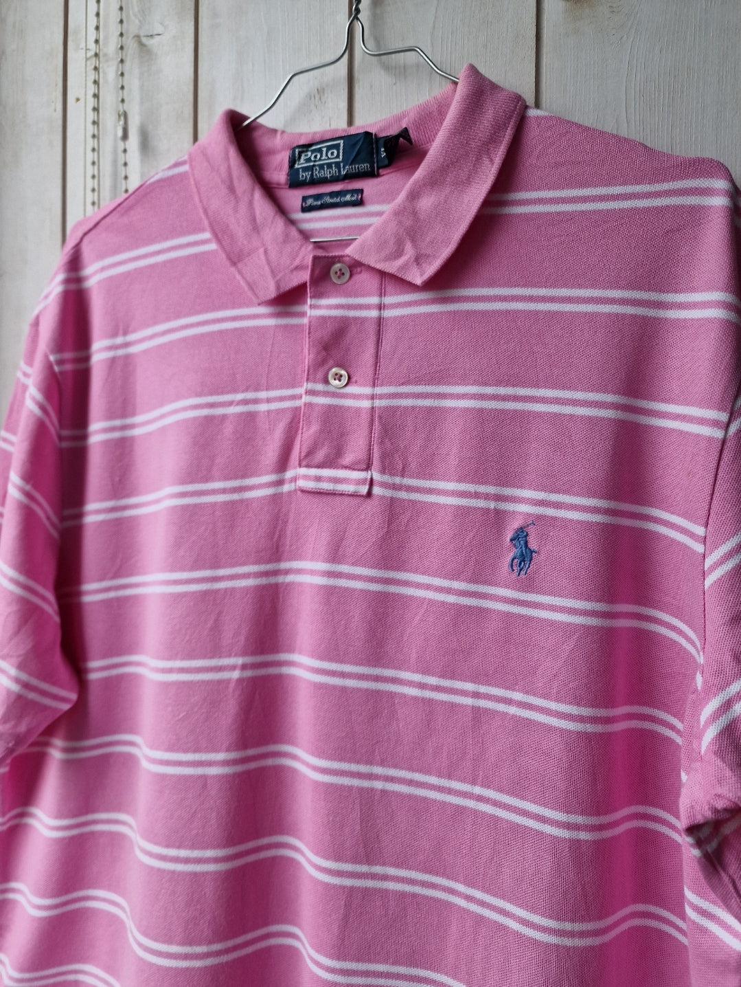 MIXTE Polo rose à rayures - L homme / XL femme
