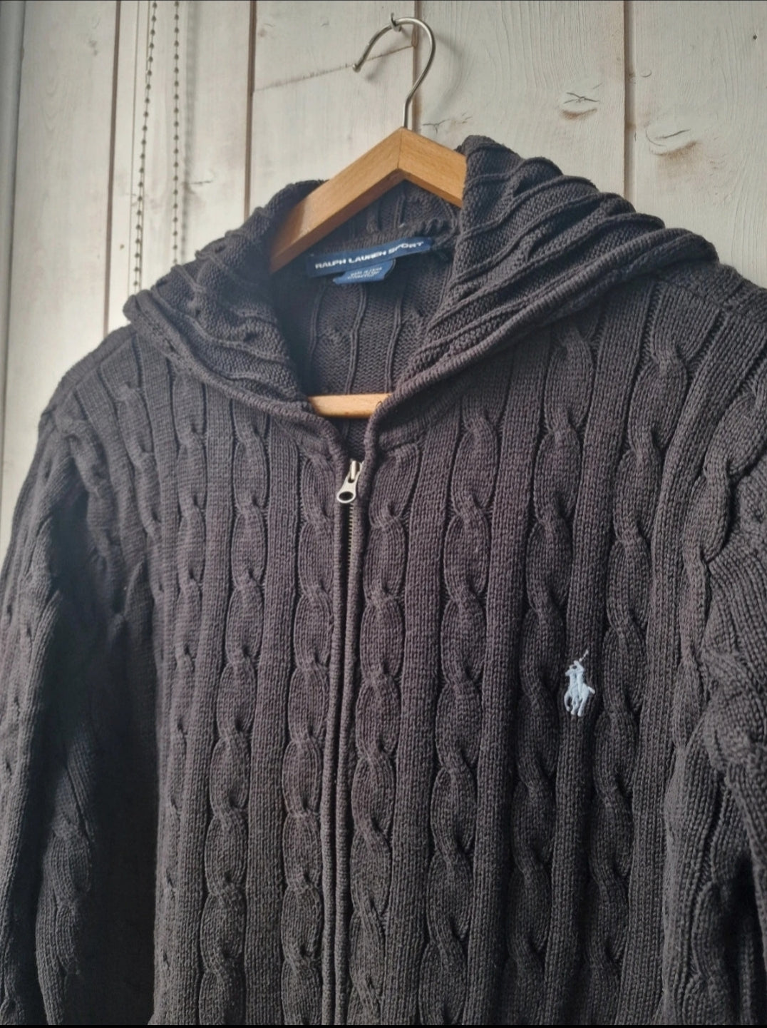 Veste à capuche en maille torsadée noir - M/38