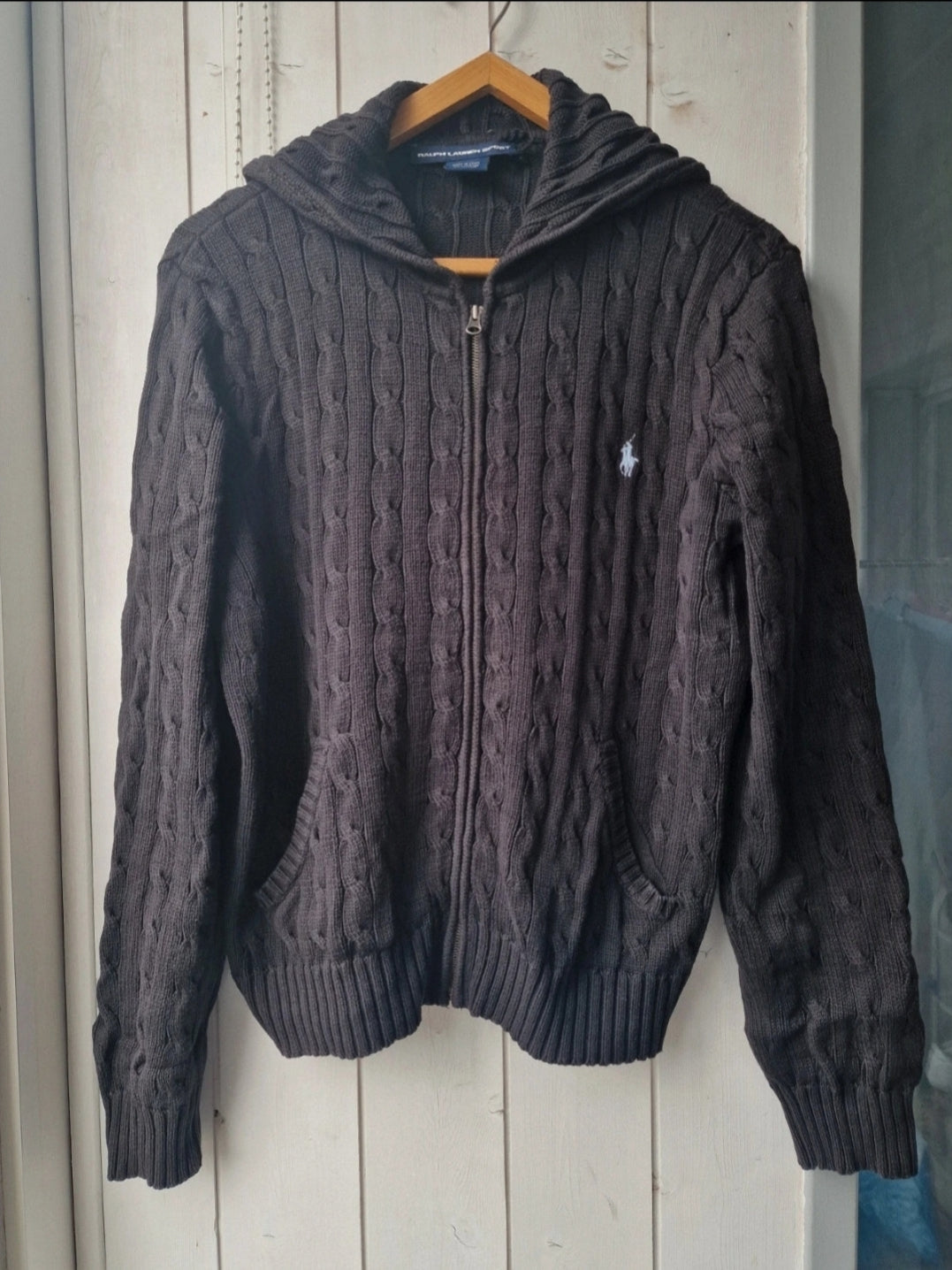 Veste à capuche en maille torsadée noir - M/38
