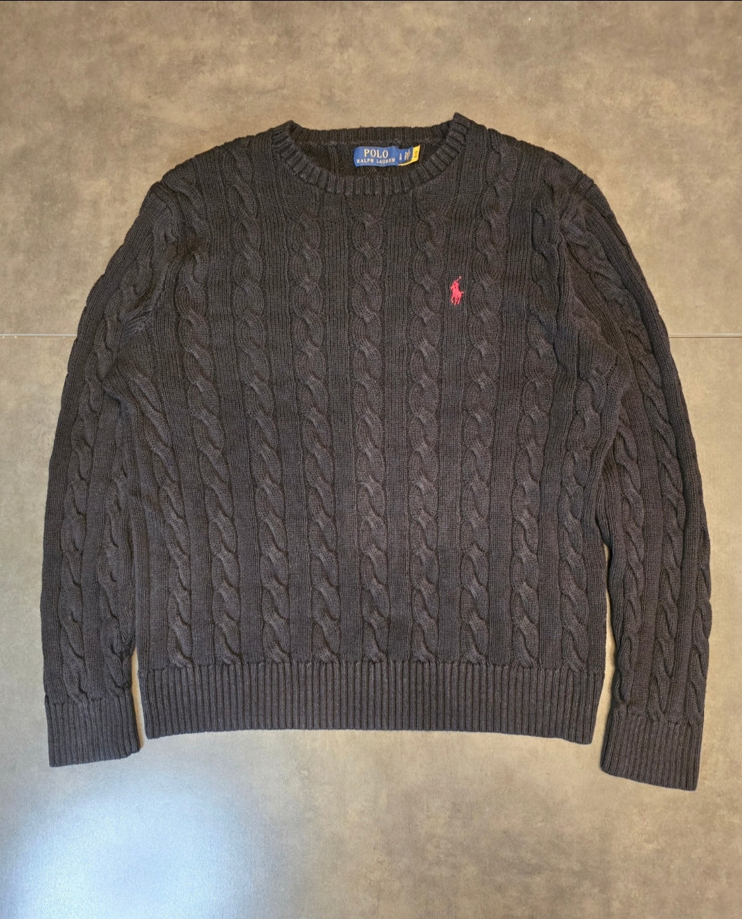 Pull col rond en maille torsadée noir - M/L