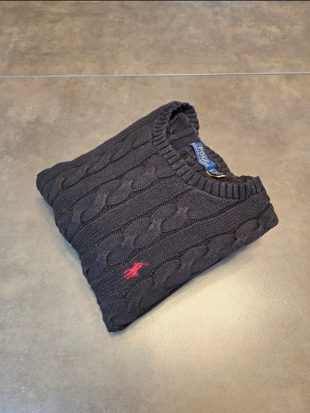 Pull col rond en maille torsadée noir - XL/42