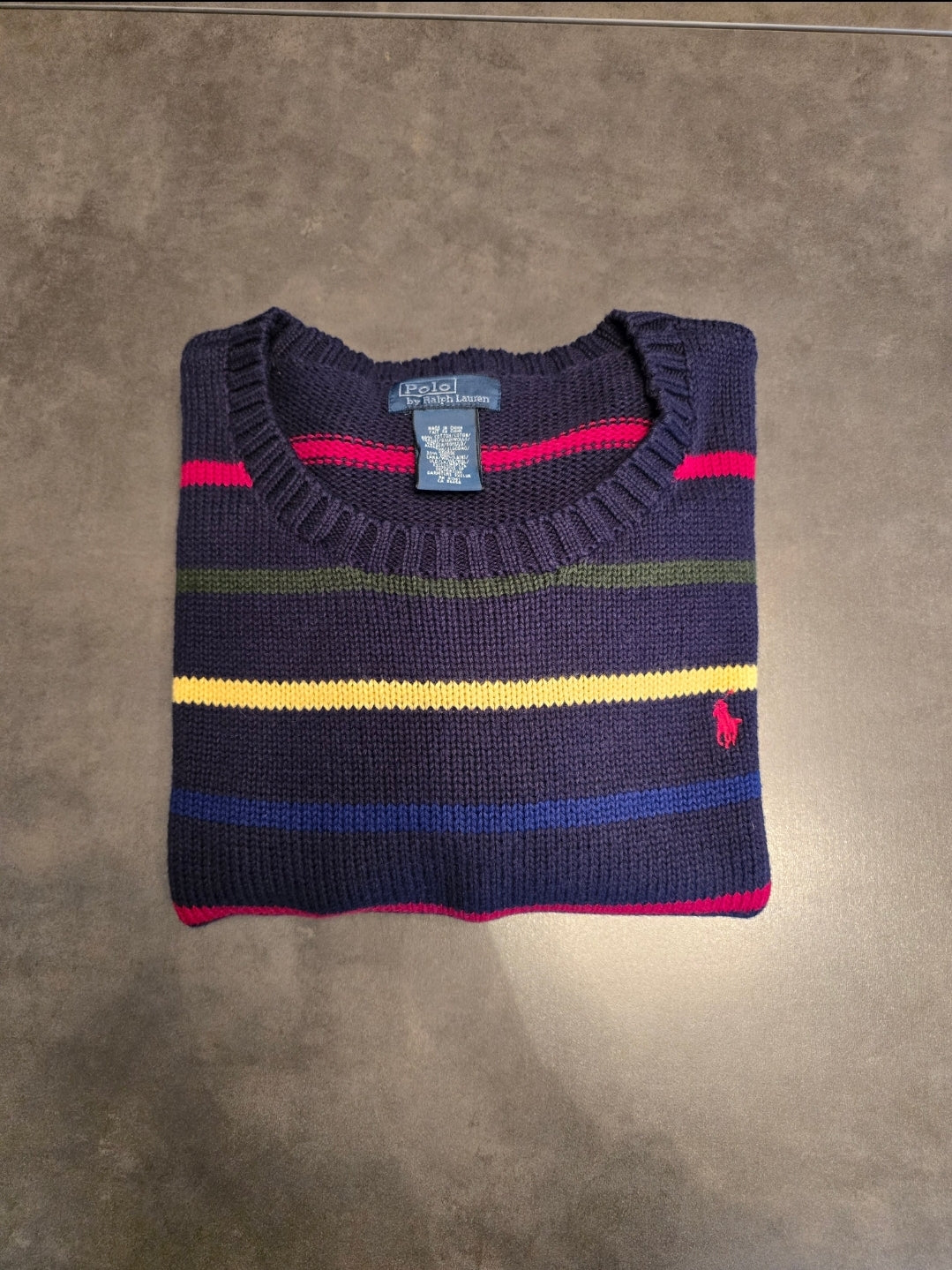 Pull en maille noire à rayures - S