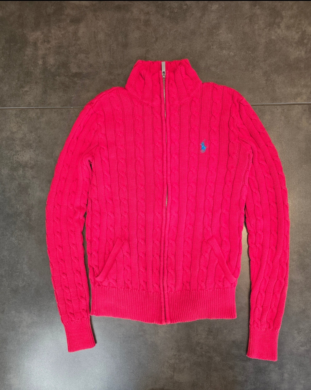 Veste en maille torsadée rouge - XS/34