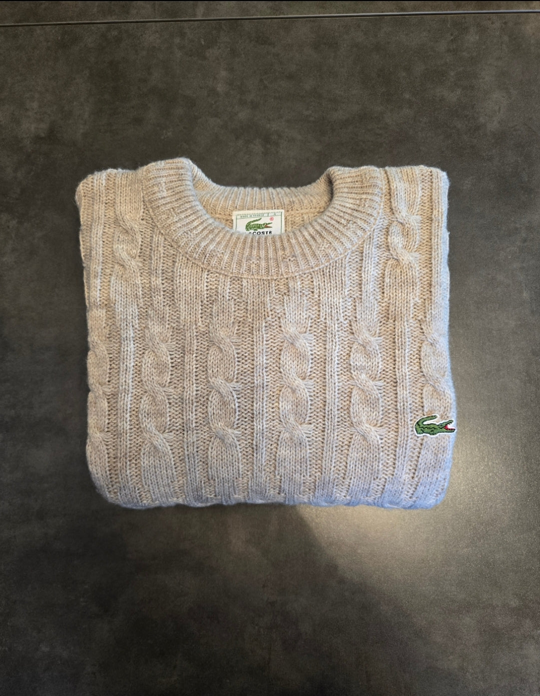 Pull en maille torsadée gris des années 80' - XL