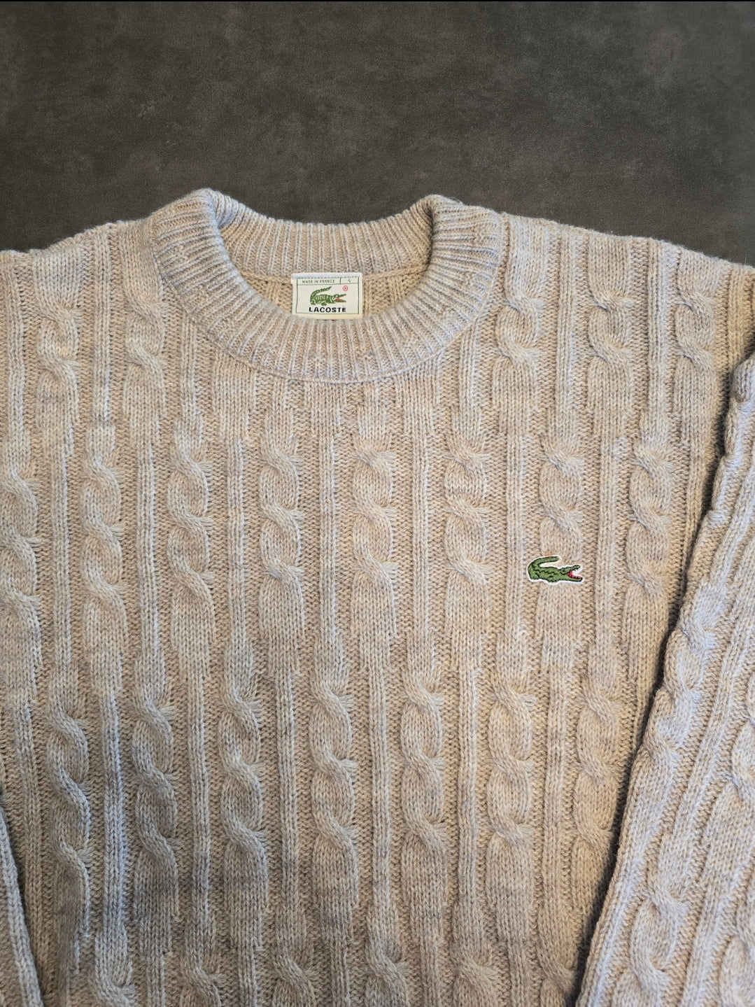 Pull en maille torsadée gris des années 80' - XL