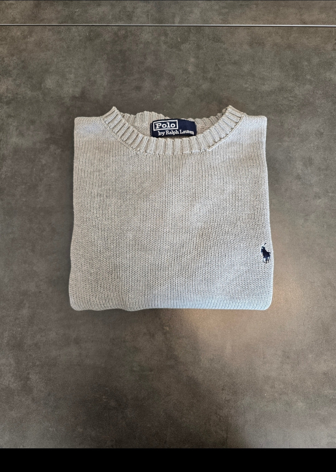 Pull col rond en maille gris - XL