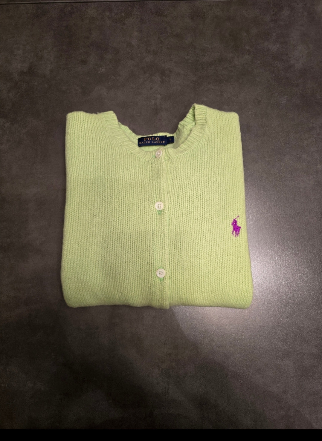 Pull en laine vert pomme - S
