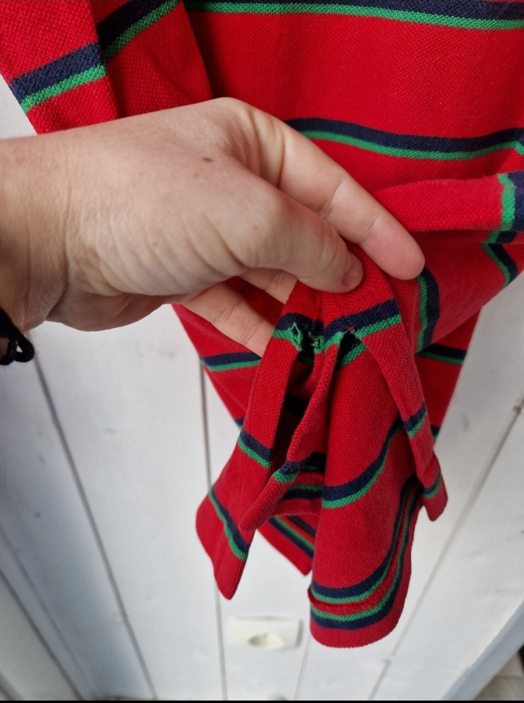 Polo rouge à rayures - XL