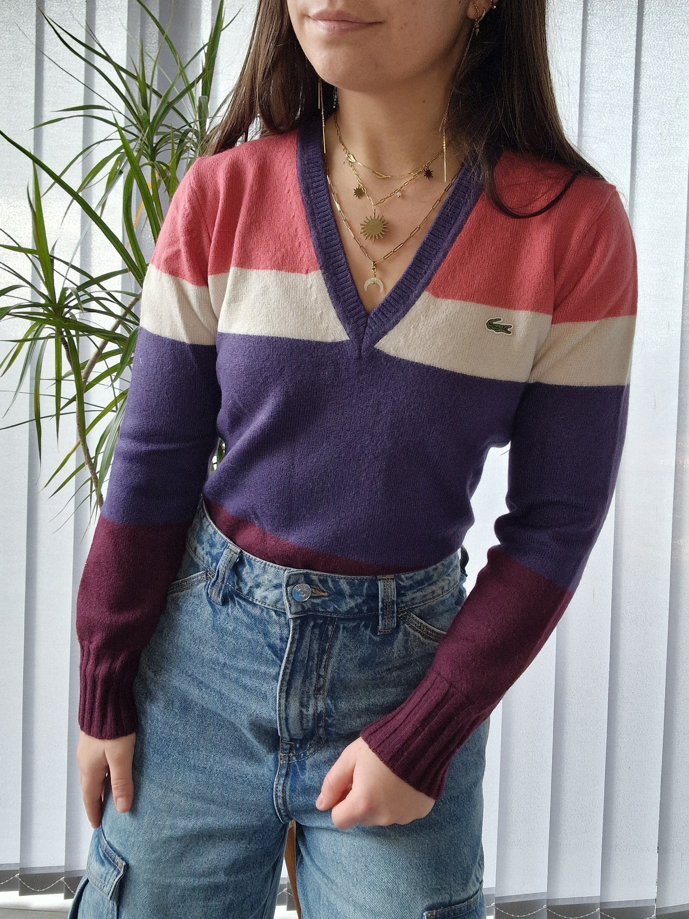 Purple on sale lacoste sweater