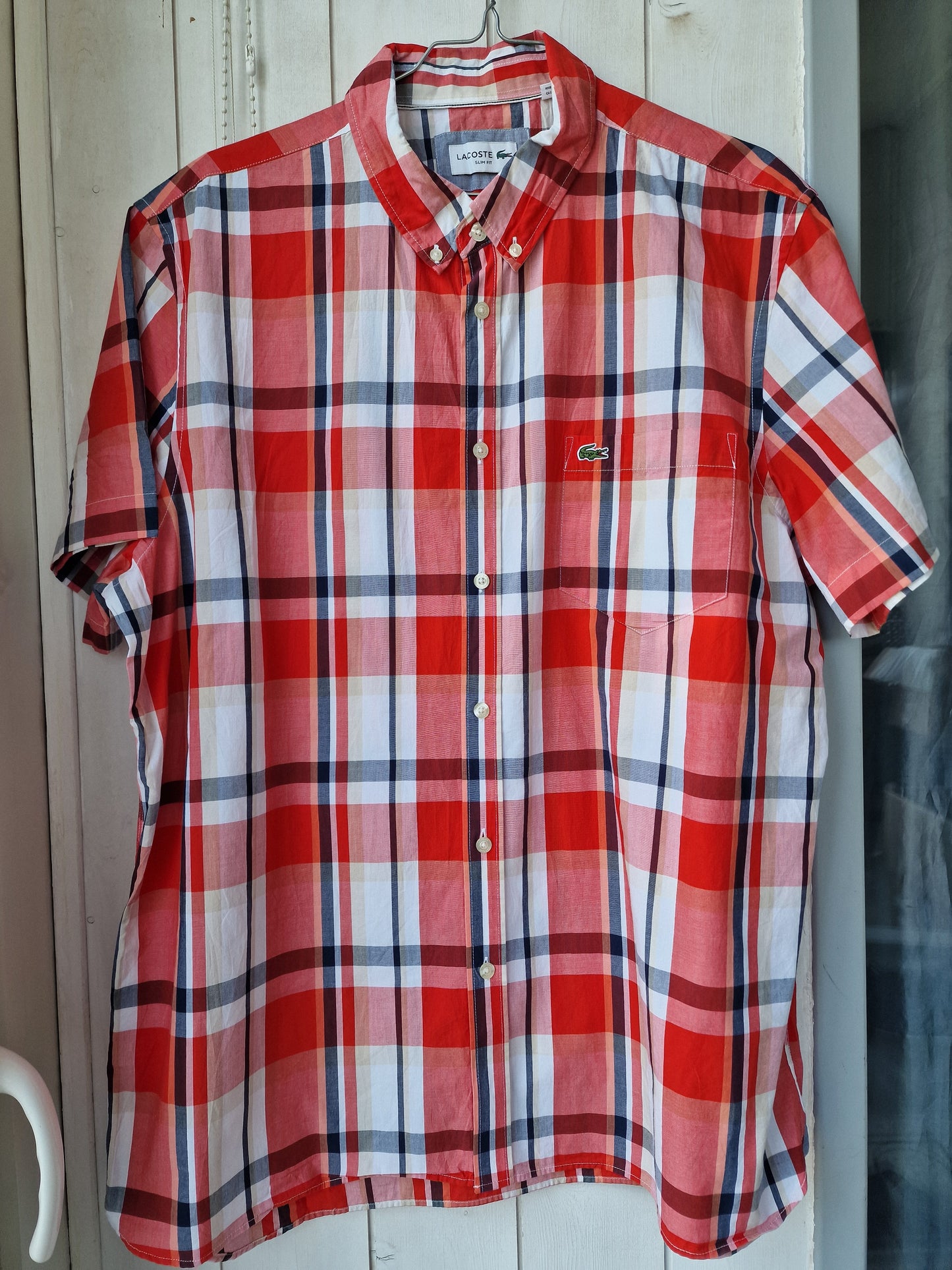 Chemise à grand carreaux rouge Lacoste - L/XL