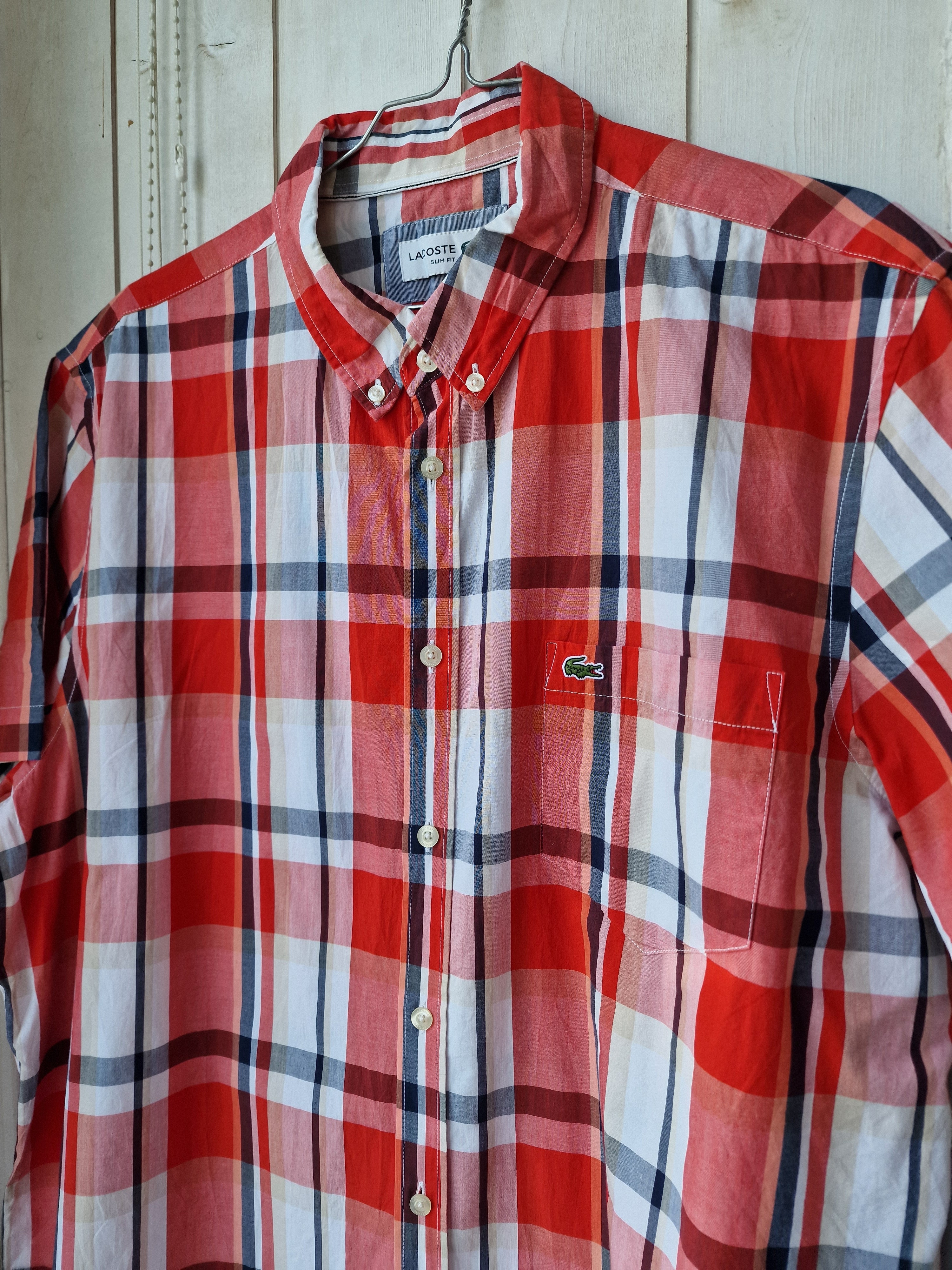 Chemise a grand carreaux rouge Lacoste L XL XL 42 Chemise 2534