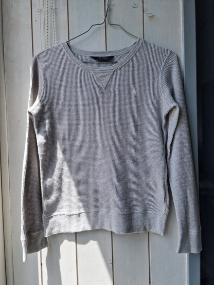 Sweat gris clair en maille abeille Ralph Lauren - XS/34