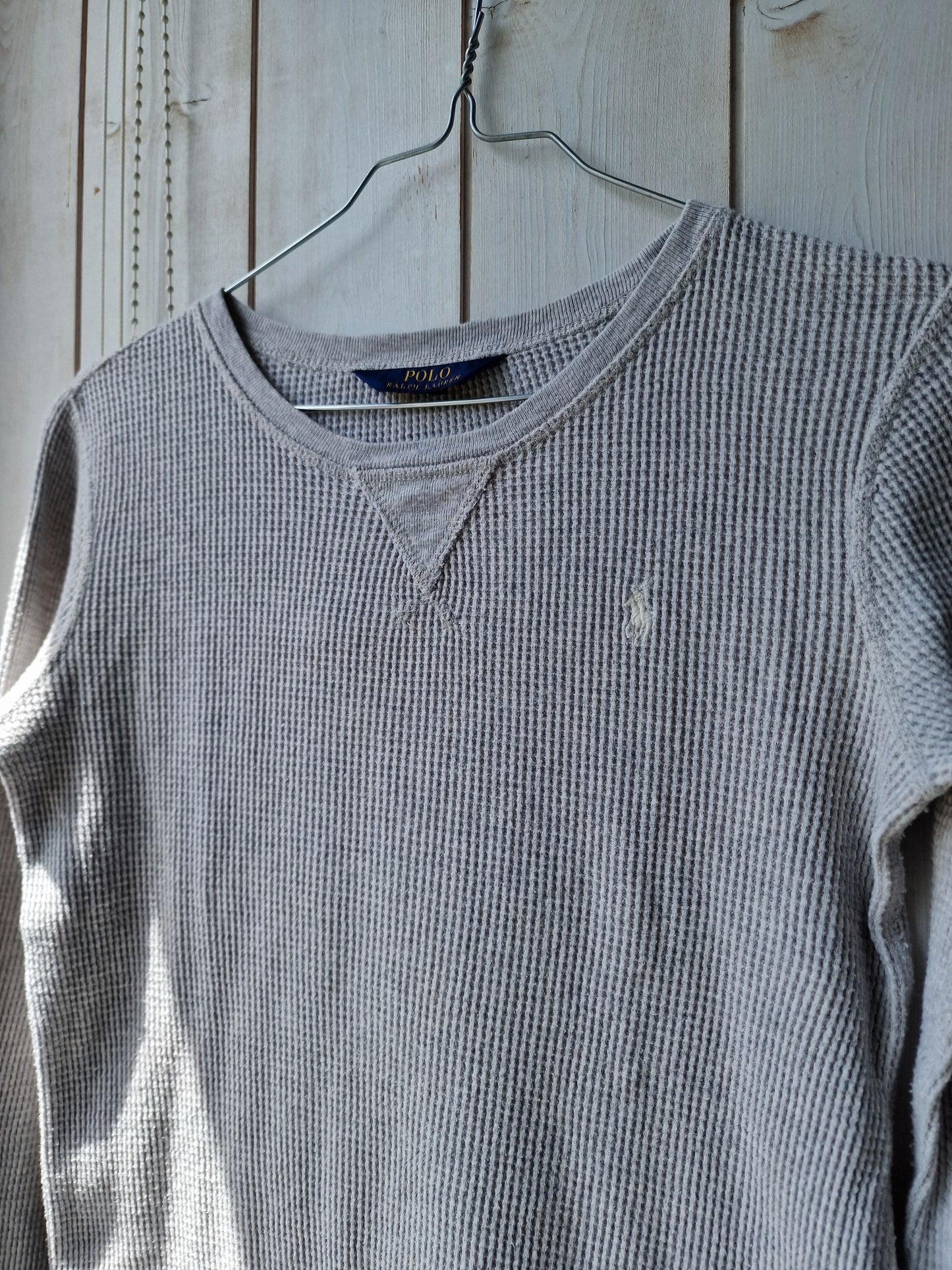 Sweat gris clair en maille abeille Ralph Lauren - XS/34