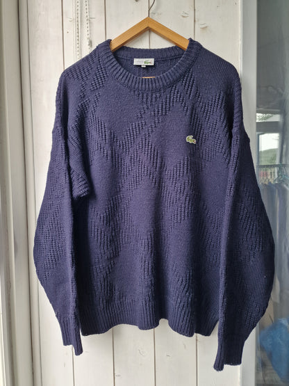 Pull en grosse maille marine des années 80' fabriqué en France - XL/42