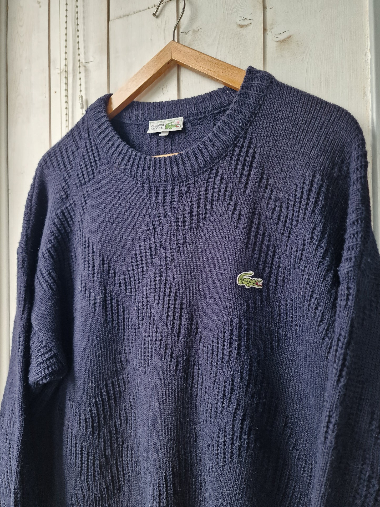 Pull en grosse maille marine des années 80' fabriqué en France - XL/42