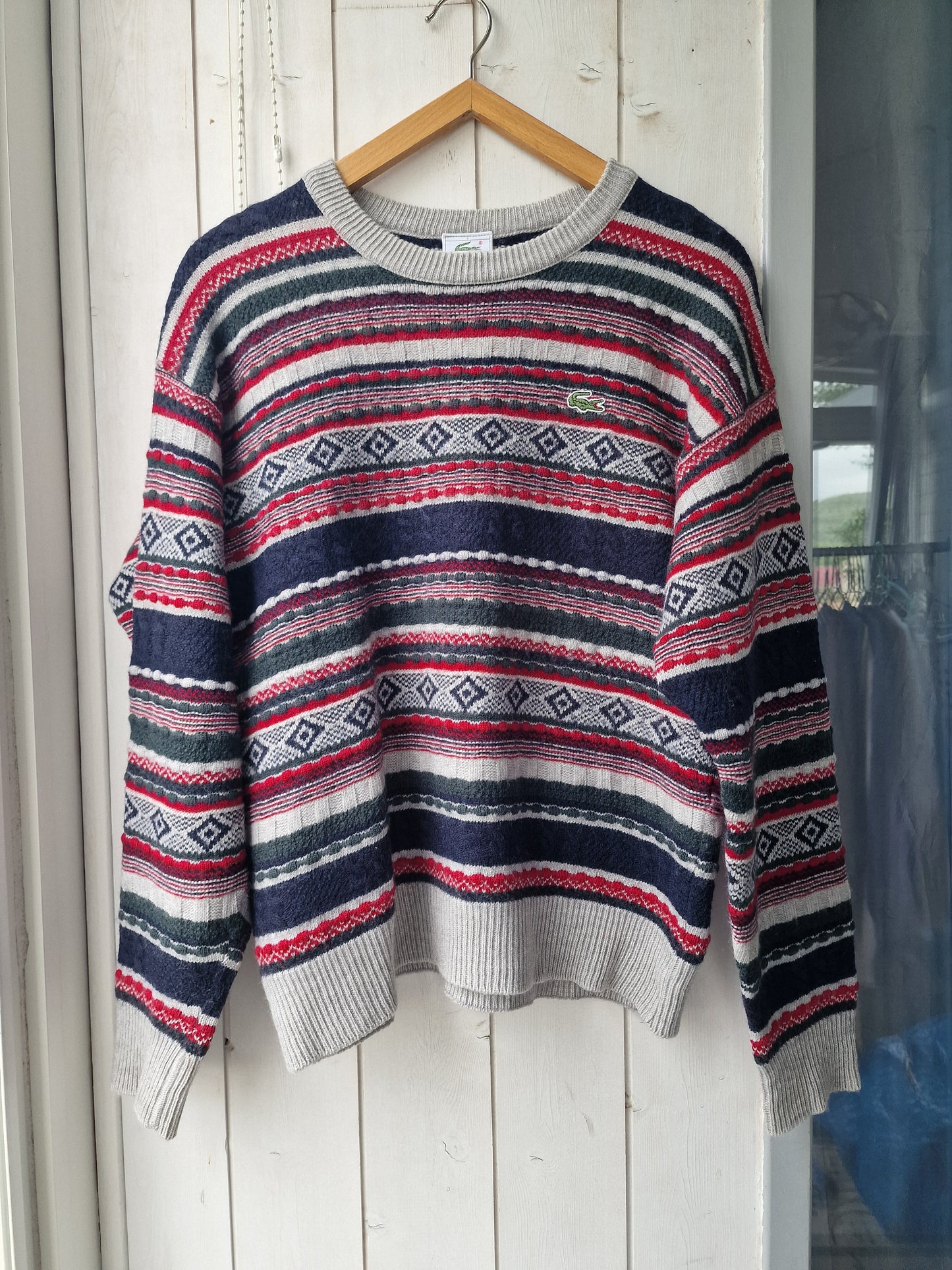 Pull en maille à motifs des années 80' fabriqué en France - L/40