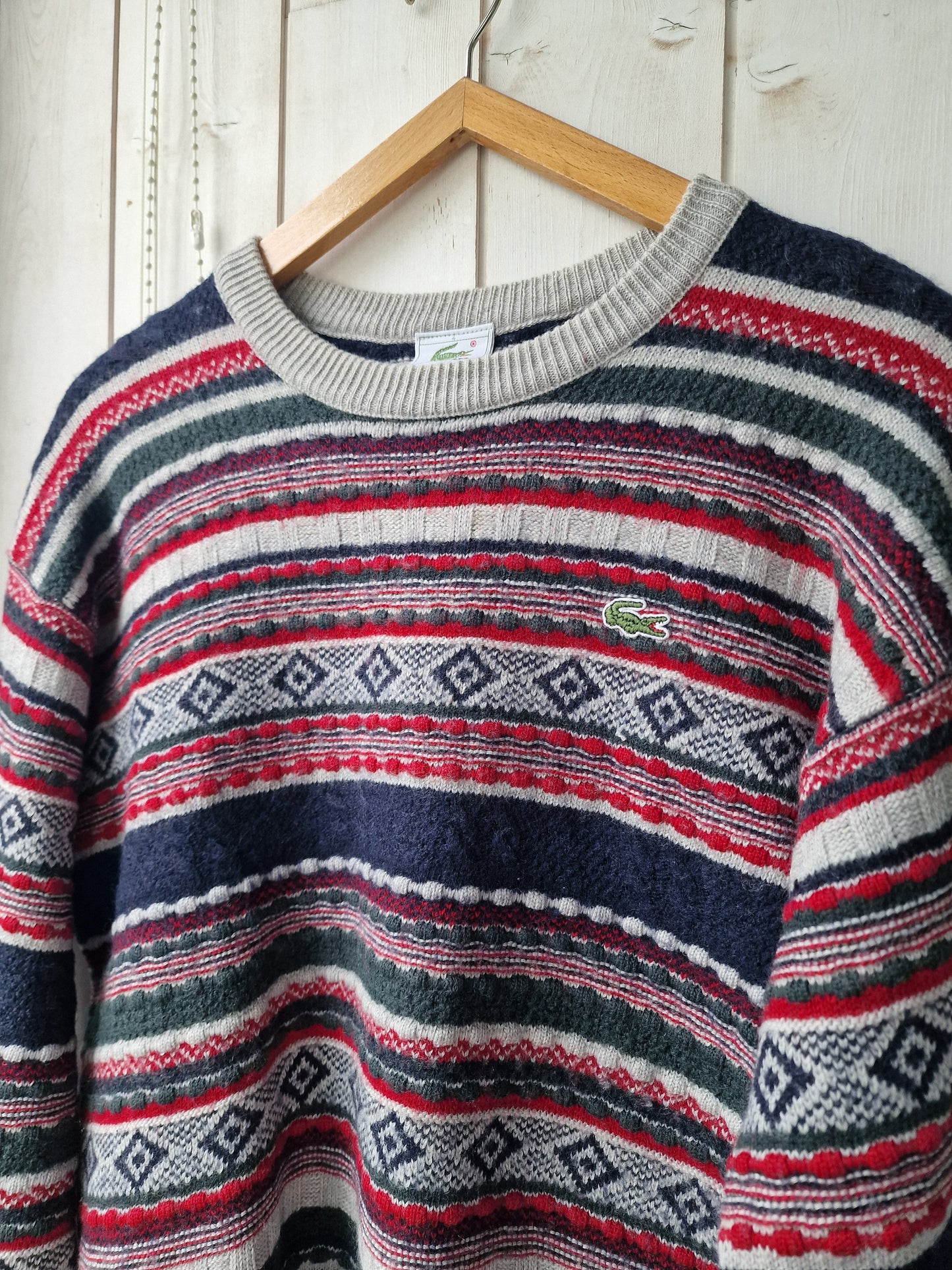 Pull en maille à motifs des années 80' fabriqué en France - L/40