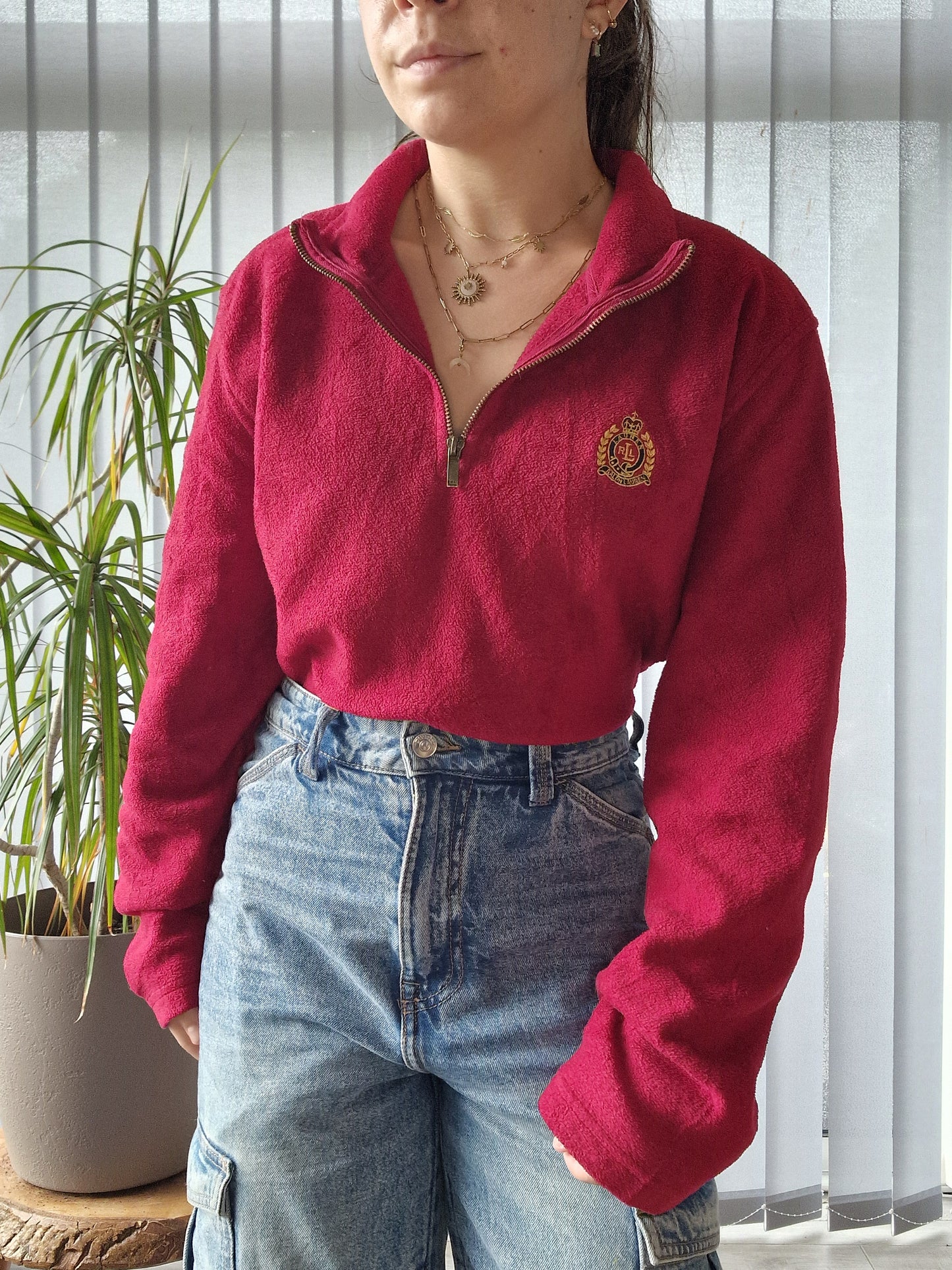 Pull camionneur polaire rouge brodé - XL/42