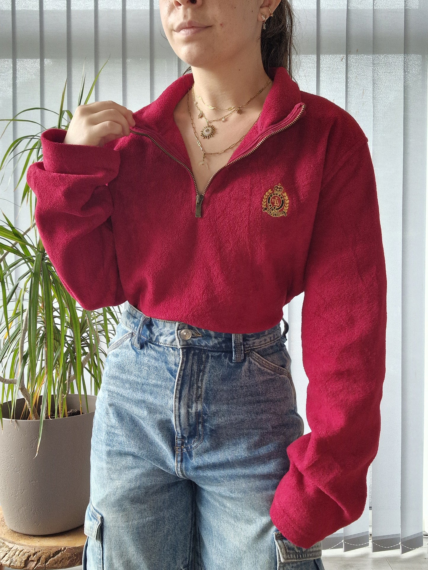 Pull camionneur polaire rouge brodé - XL/42