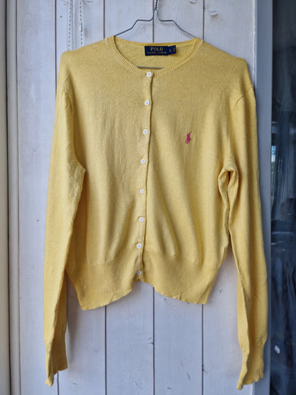 Cardigan fin jaune poussin Ralph Lauren - M/38