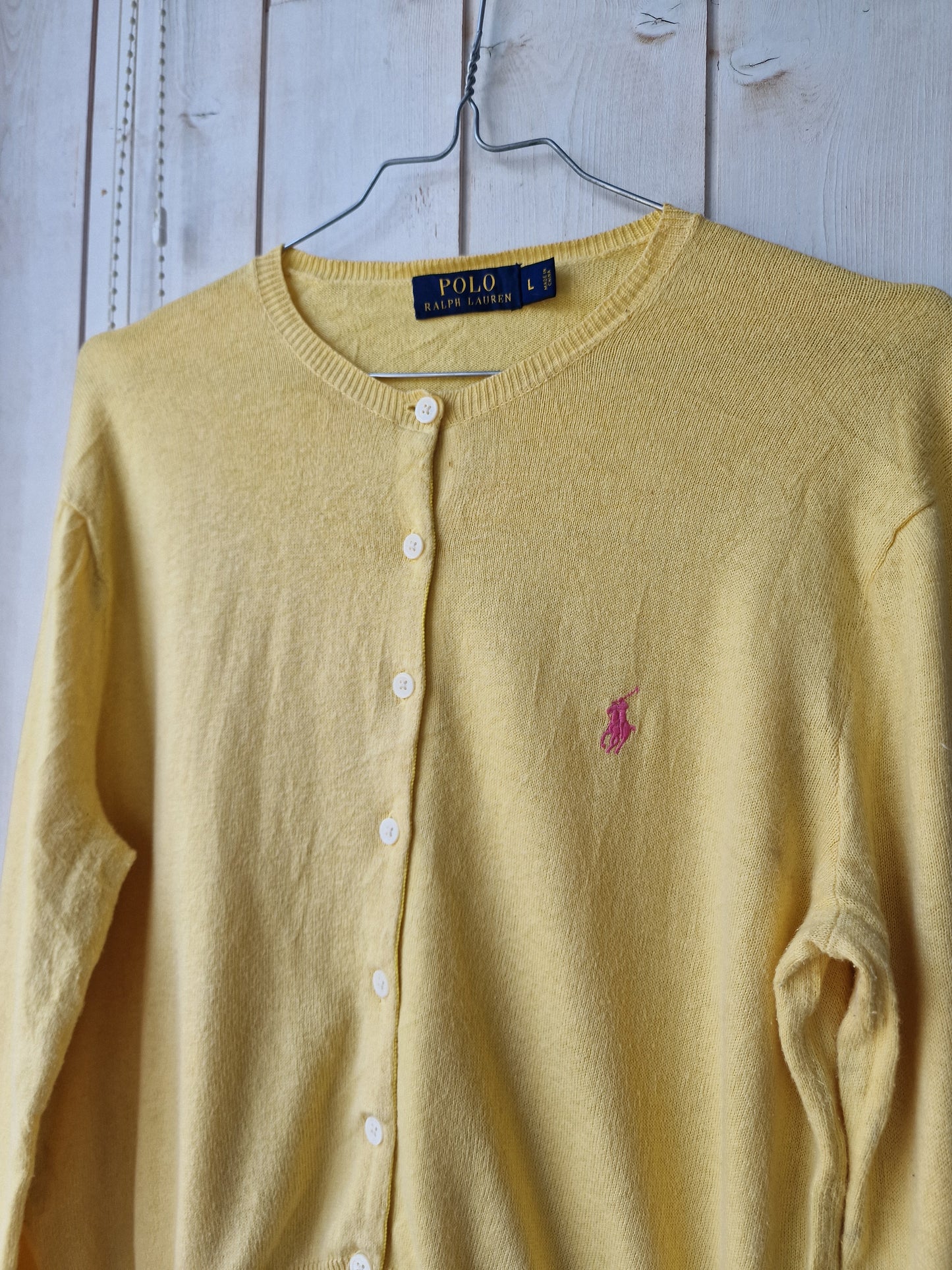 Cardigan fin jaune poussin Ralph Lauren - M/38