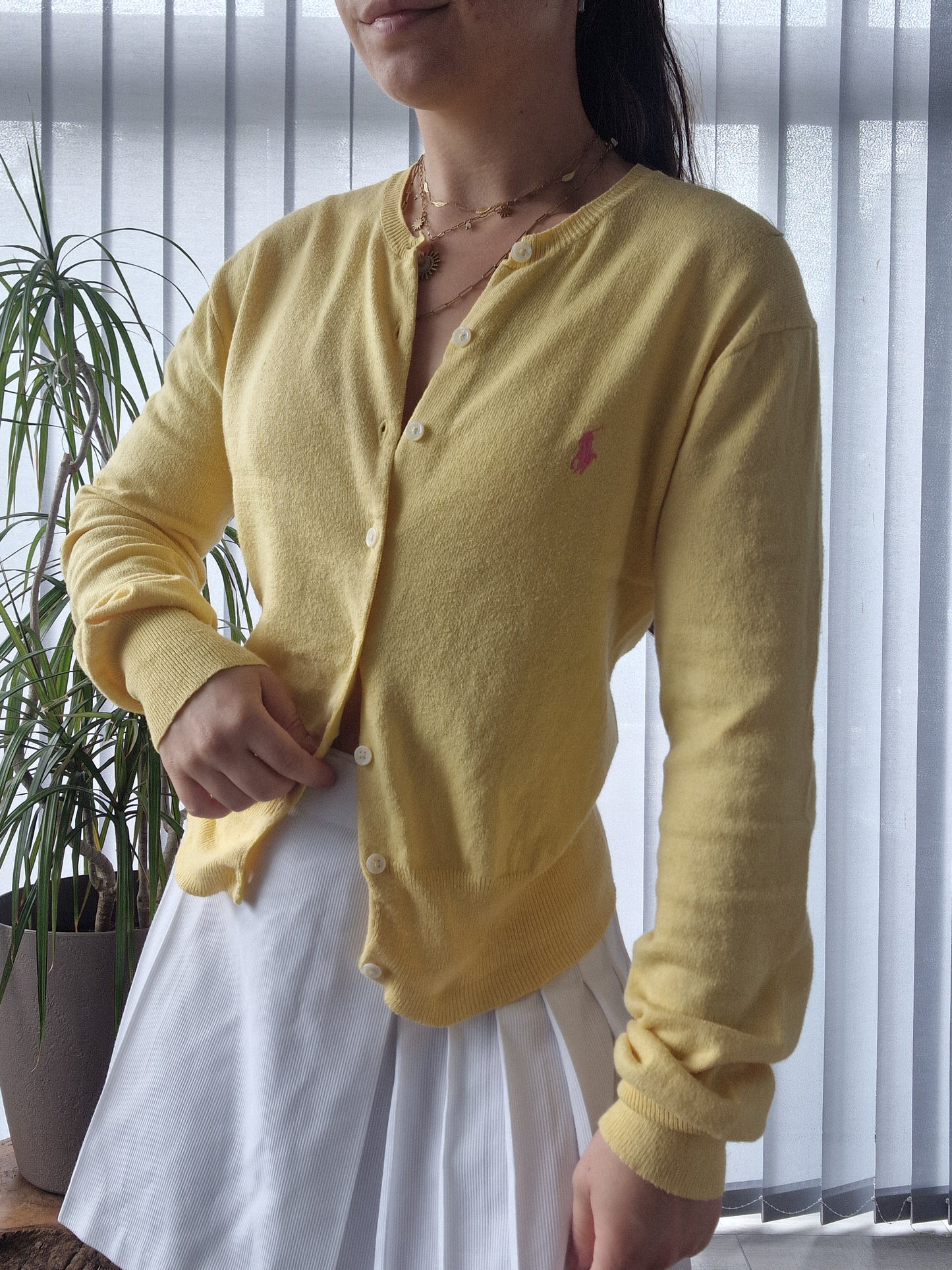 Cardigan fin jaune poussin Ralph Lauren - M/38