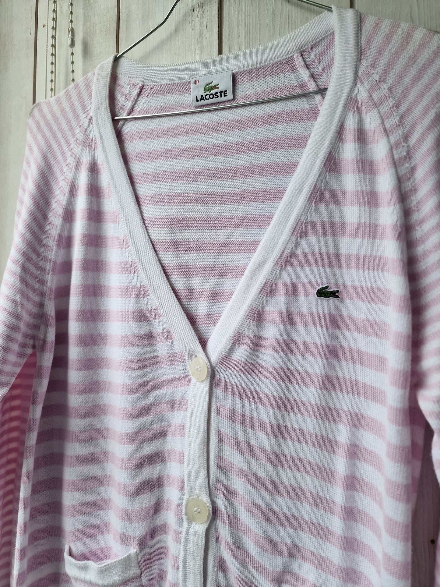 Cardigan à rayures des années 90' Lacoste - S/M