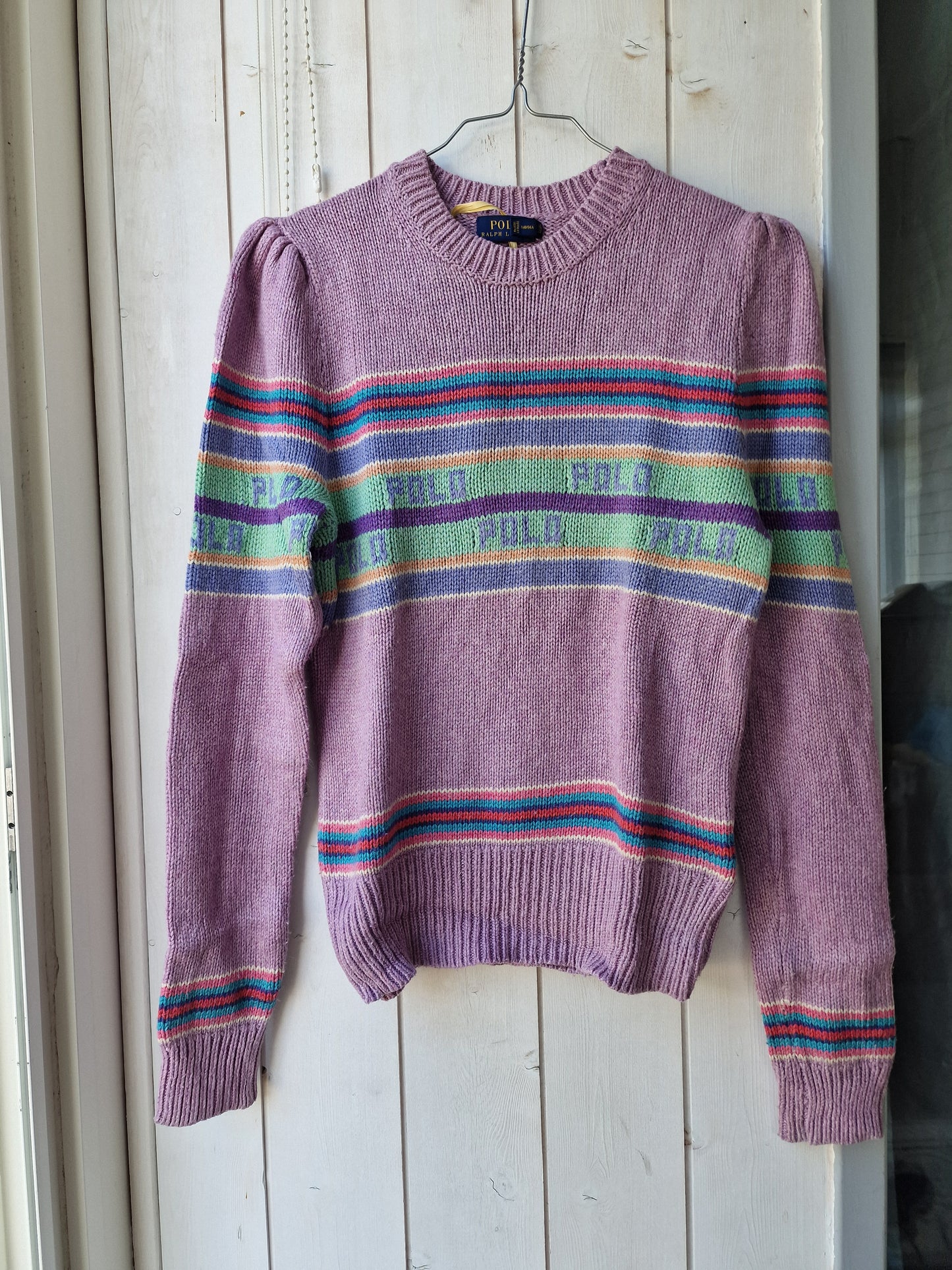 Pull en soie mauve à rayures Ralph Lauren - S/36