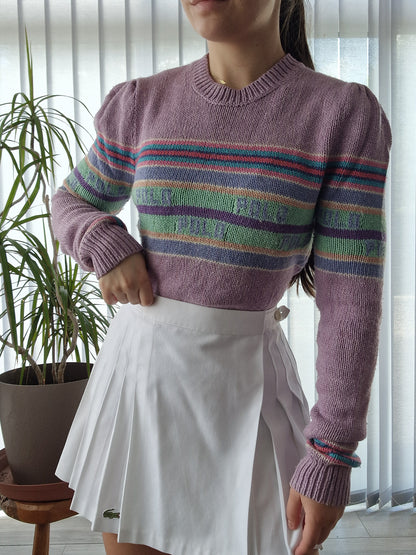 Pull en soie mauve à rayures Ralph Lauren - S/36