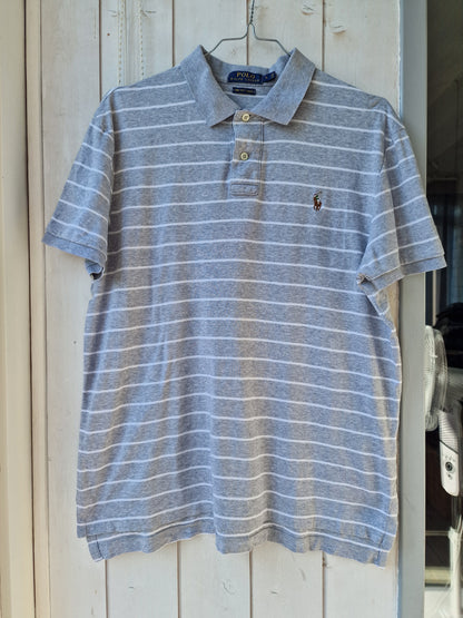 Polo gris à rayures Ralph Lauren - L/40