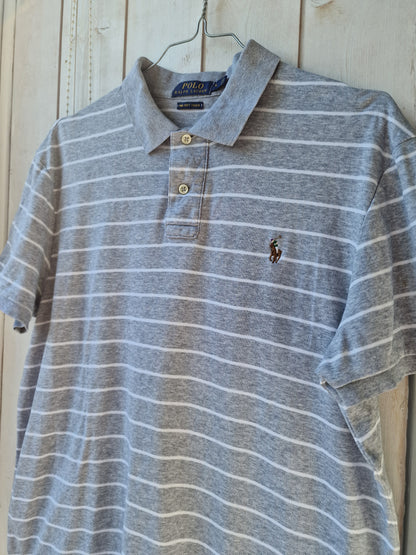 Polo gris à rayures Ralph Lauren - L/40