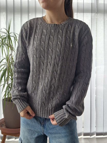 Pull en maille torsadée gris - M/L