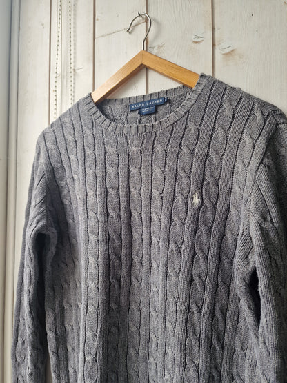 Pull en maille torsadée gris - M/L