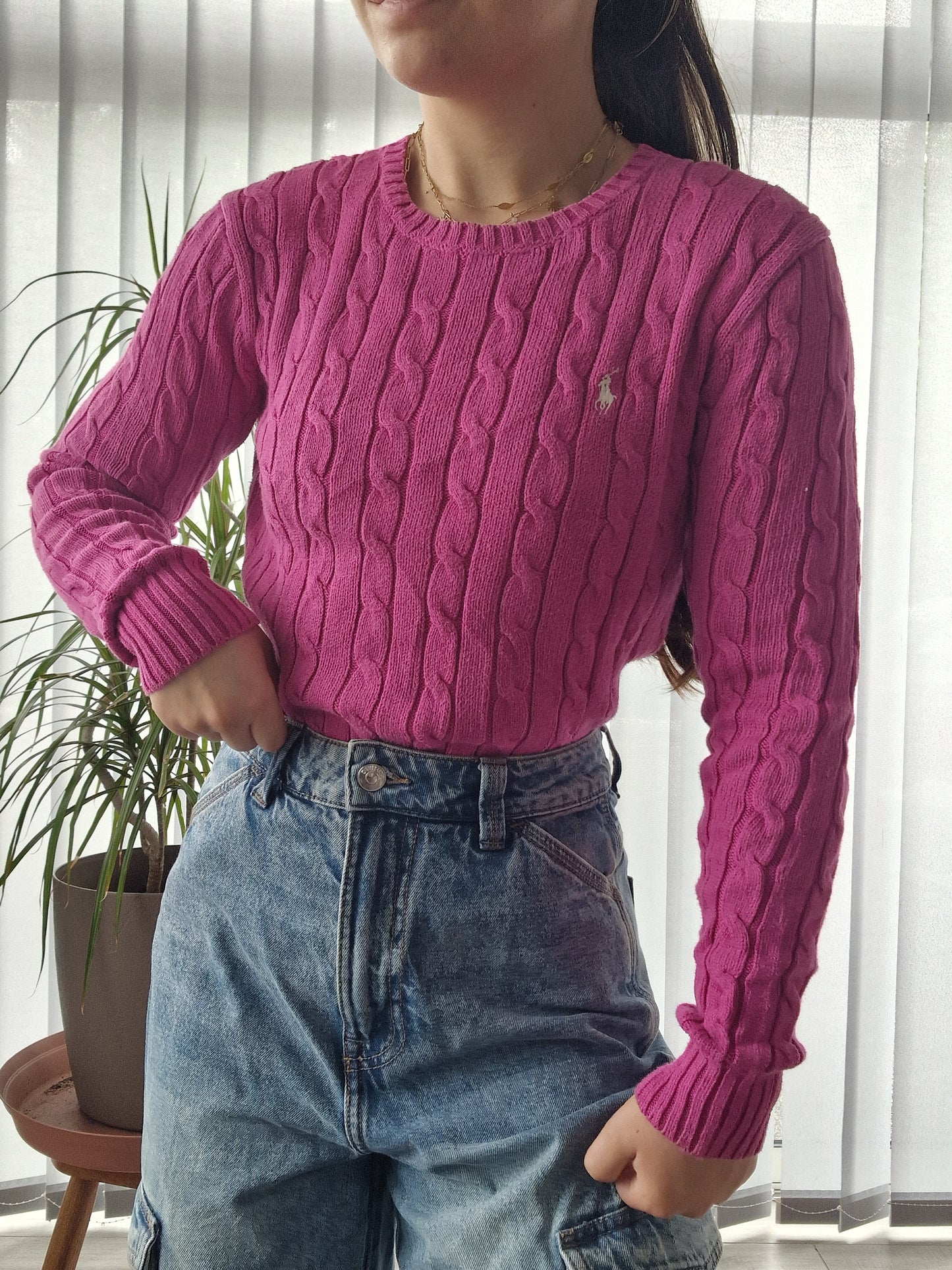 Pull torsadé rose - S/36